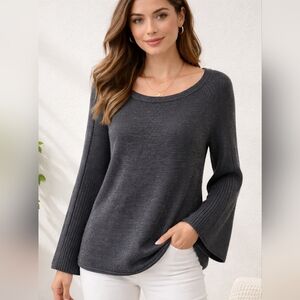 Chico’s Sweater Grey Pullover Size L. NWT